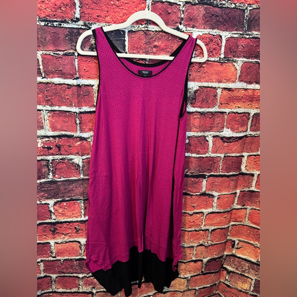 Preowned Simply Vera Pink & Black Dress Size L Item #PHK116 Bust 19” Length 41”